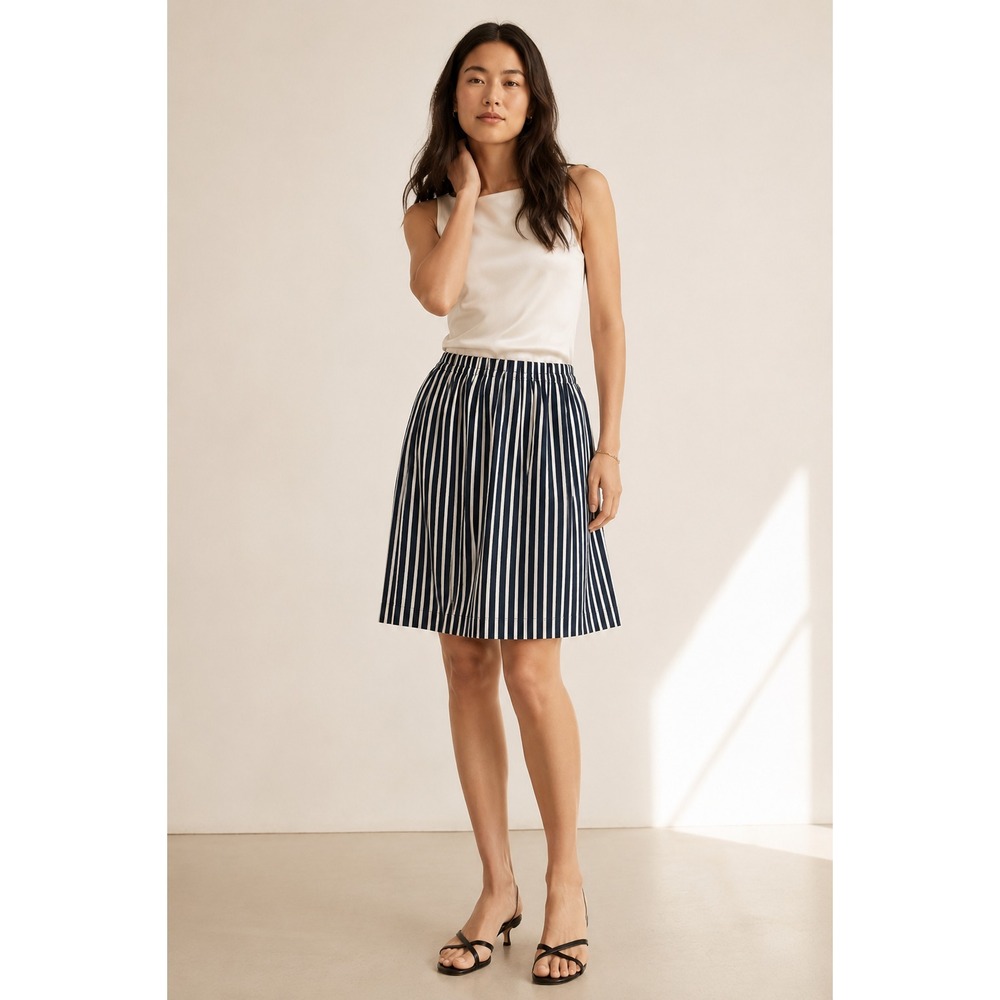 2/$30 J.Crew Mercantile Knee Length Skirt Women Sz 4 Striped Lightweight